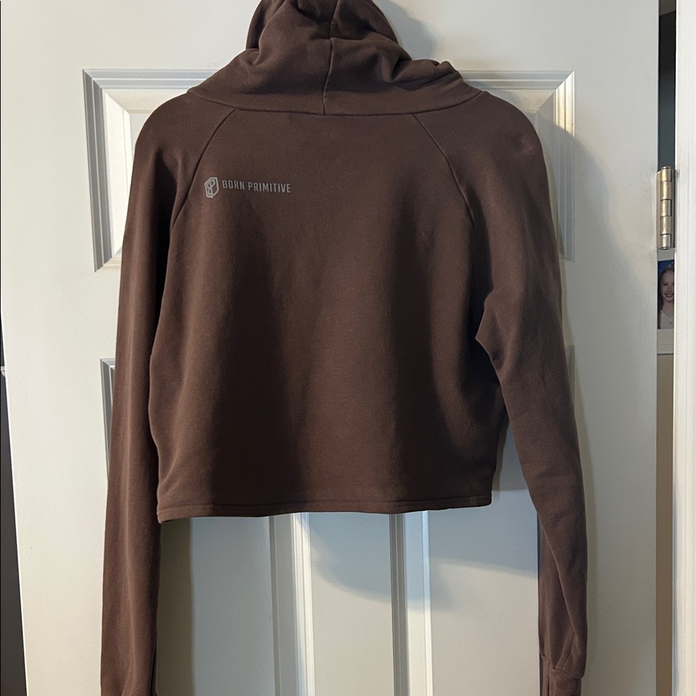 Born Primitive Brown Cropped Hoodie with Logo - Picture 5 of 6